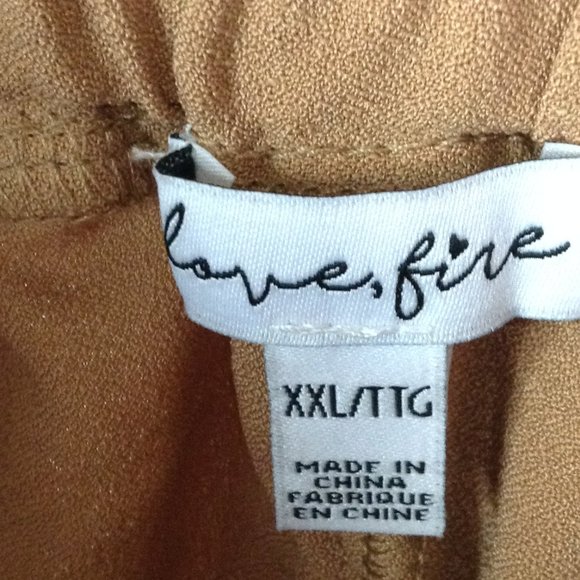LOVE, FIRE Tan Contrast Stitch Flare Trousers - Picture 5 of 6